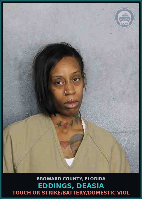 Booking mugshot of EDDINGS, DEASIA in Broward County
