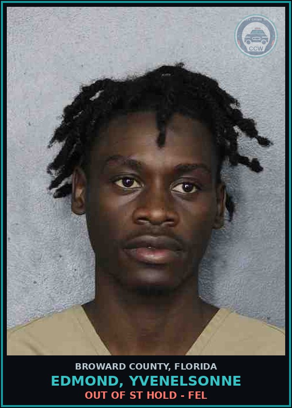 Booking mugshot of EDMOND, YVENELSONNE in Broward County