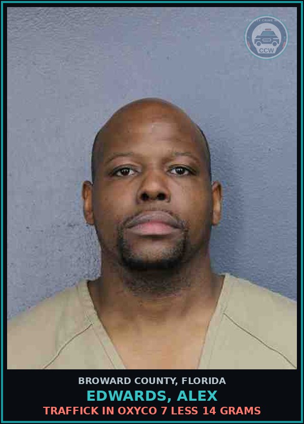 Booking mugshot of EDWARDS, ALEX in Broward County