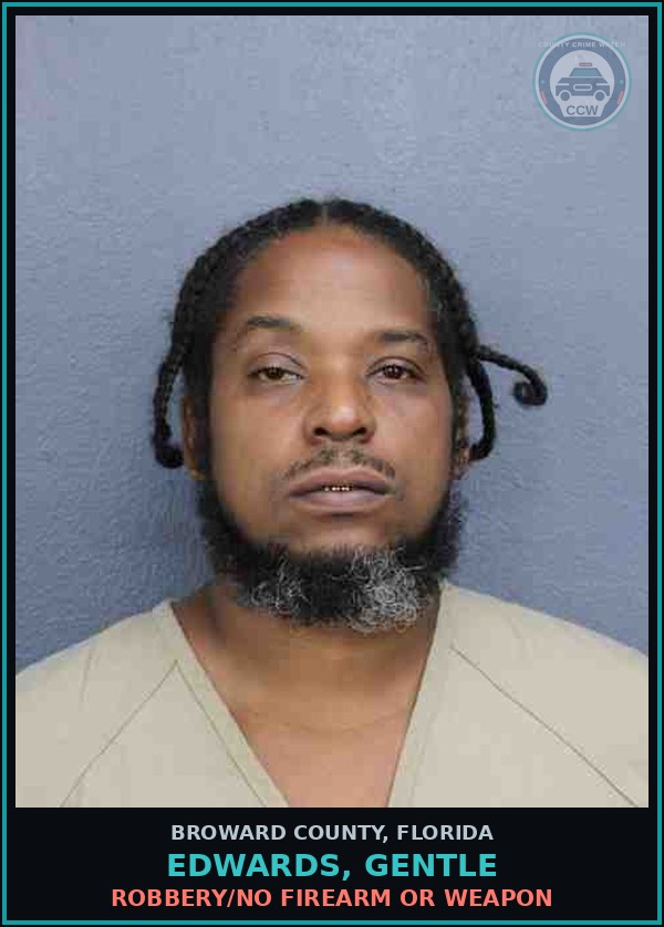 Booking mugshot of EDWARDS, GENTLE in Broward County