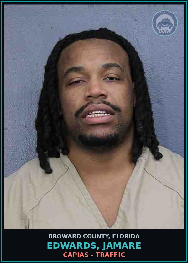 Booking mugshot of EDWARDS, JAMARE in Broward County
