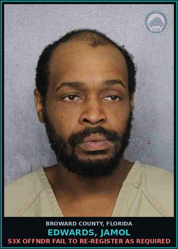 Booking mugshot of EDWARDS, JAMOL in Broward County