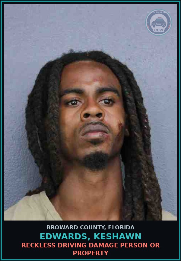 Booking mugshot of EDWARDS, KESHAWN in Broward County