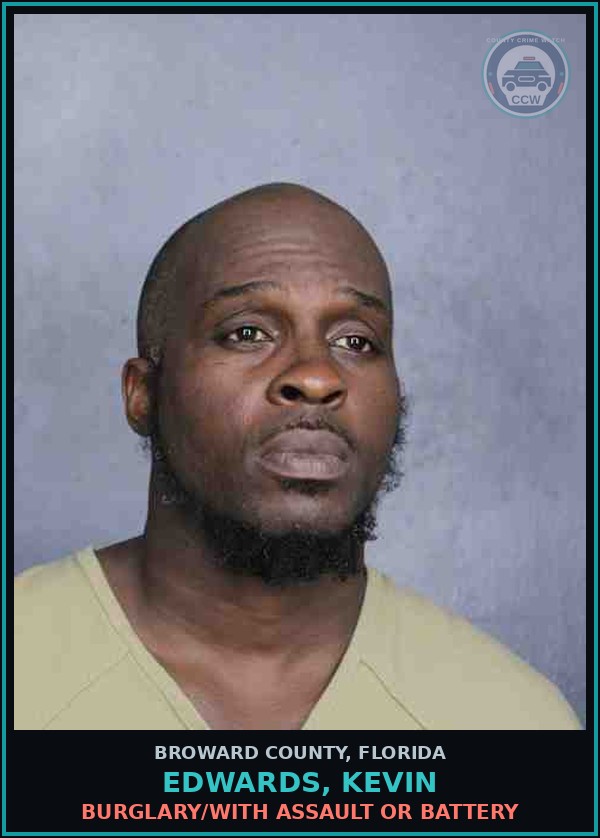 Booking mugshot of EDWARDS, KEVIN in Broward County