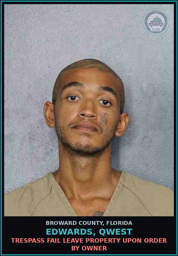 Booking mugshot of EDWARDS, QWEST in Broward County