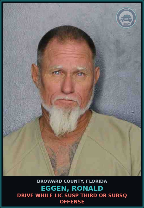 Booking mugshot of EGGEN, RONALD in Broward County