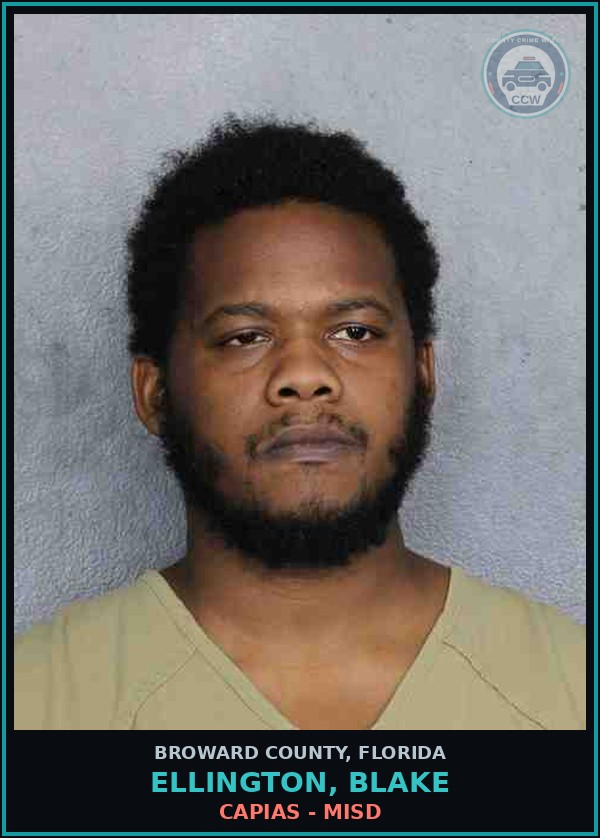 Booking mugshot of ELLINGTON, BLAKE in Broward County