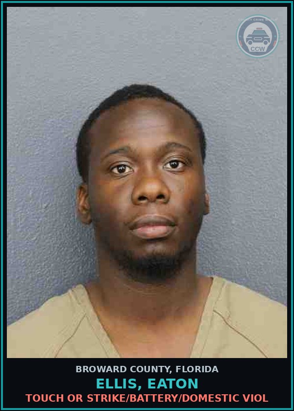 Booking mugshot of ELLIS, EATON in Broward County