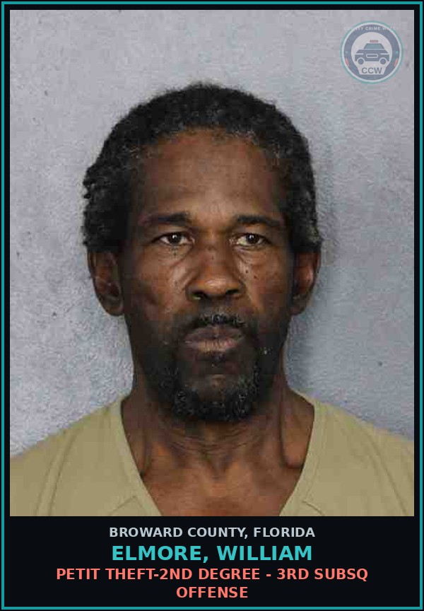 Booking mugshot of ELMORE, WILLIAM in Broward County