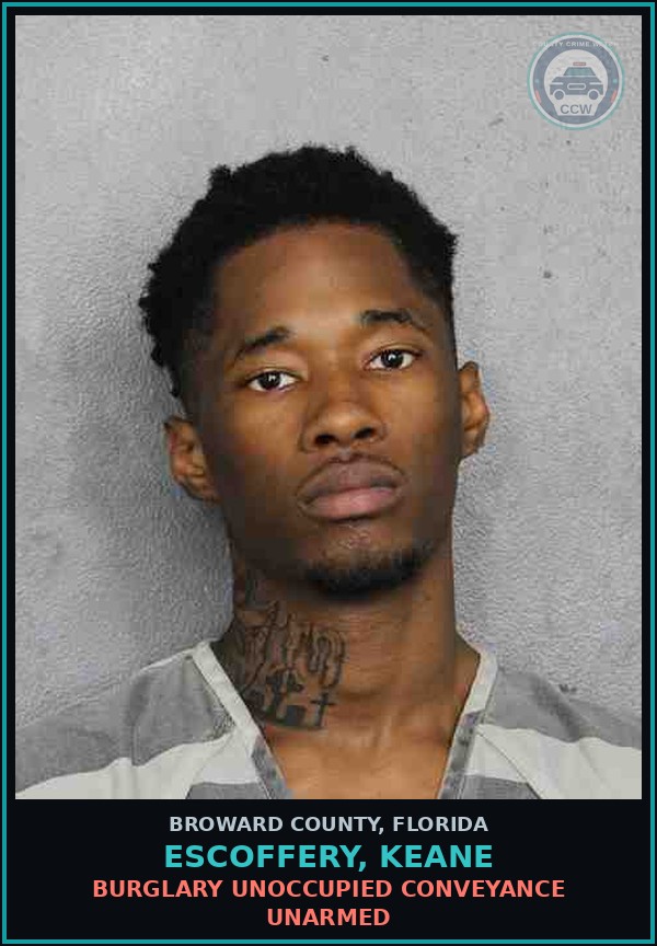 Booking mugshot of ESCOFFERY, KEANE in Broward County