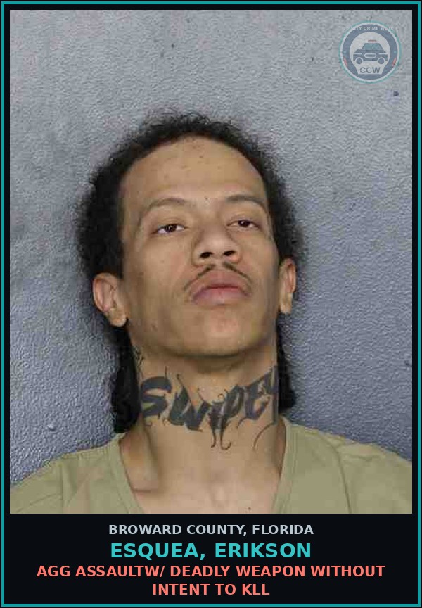 Booking mugshot of ESQUEA, ERIKSON in Broward County
