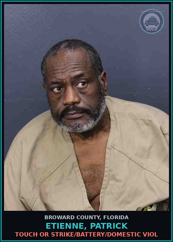 Booking mugshot of ETIENNE, PATRICK in Broward County