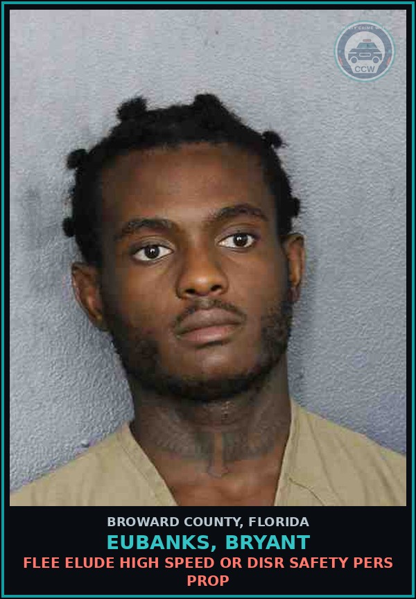 Booking mugshot of EUBANKS, BRYANT in Broward County
