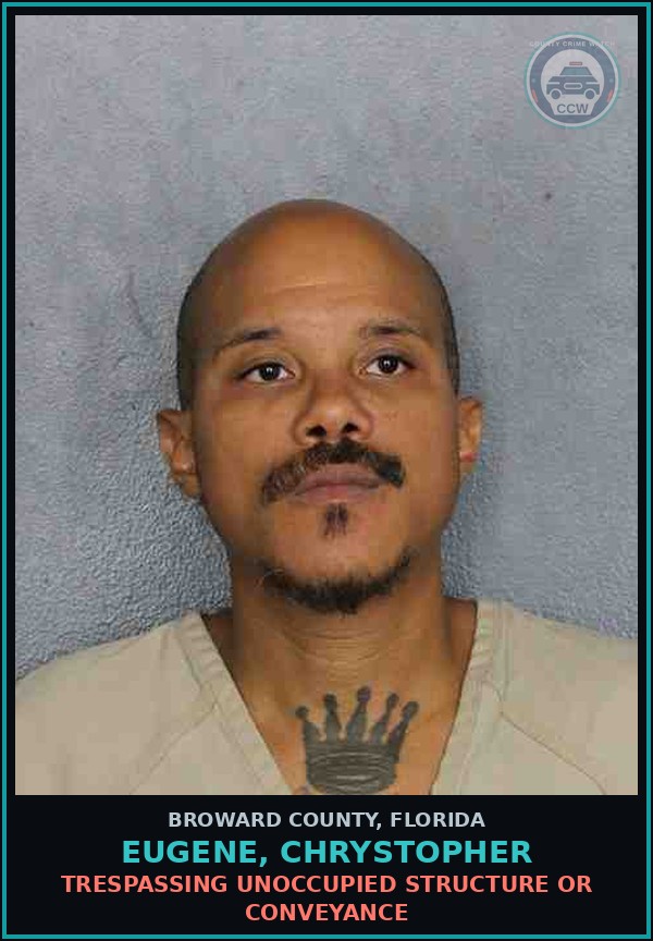 Booking mugshot of EUGENE, CHRYSTOPHER in Broward County