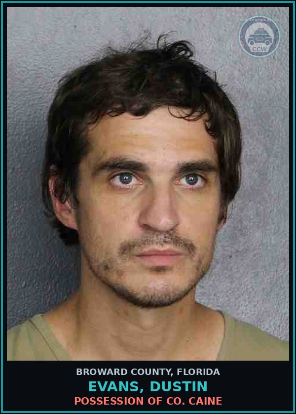 Booking mugshot of EVANS, DUSTIN in Broward County