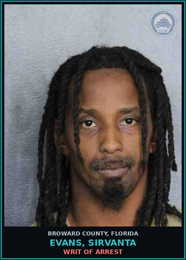 Booking mugshot of EVANS, SIRVANTA in Broward County