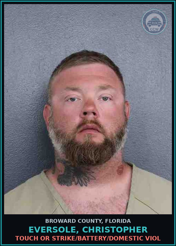 Booking mugshot of EVERSOLE, CHRISTOPHER in Broward County