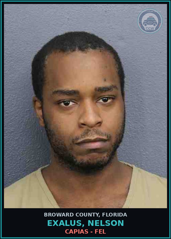 Booking mugshot of EXALUS, NELSON in Broward County
