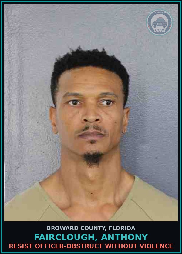 Booking mugshot of FAIRCLOUGH, ANTHONY in Broward County