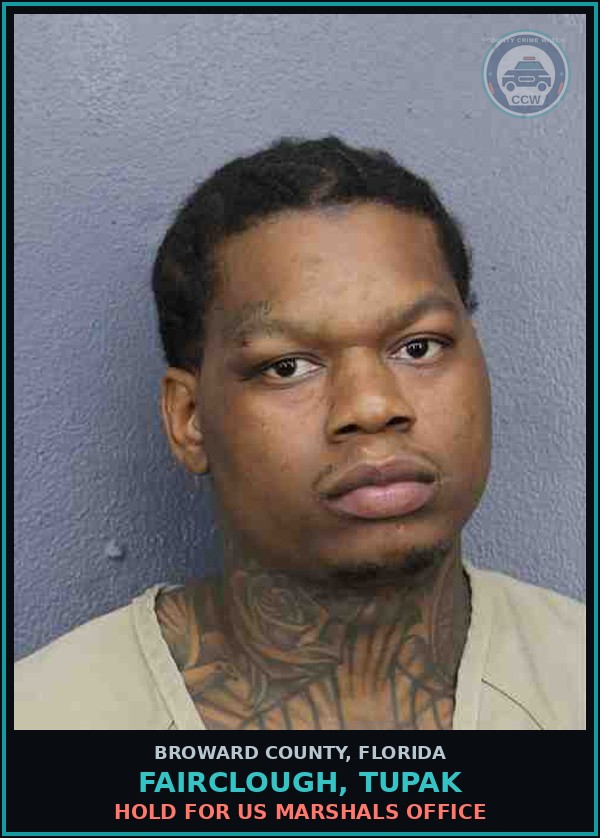 Booking mugshot of FAIRCLOUGH, TUPAK in Broward County