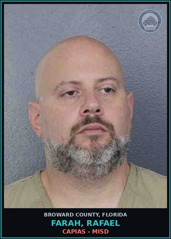 Booking mugshot of FARAH, RAFAEL in Broward County
