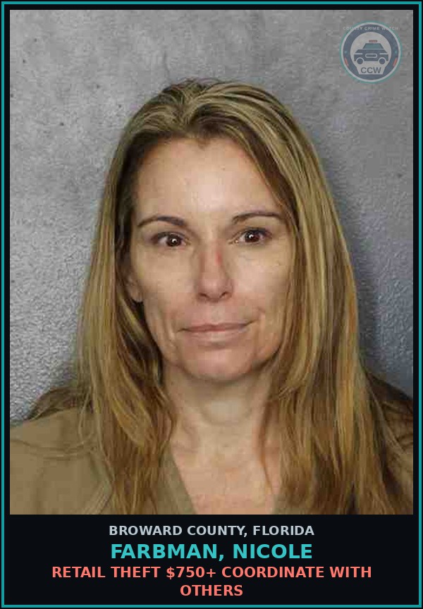 Booking mugshot of FARBMAN, NICOLE in Broward County