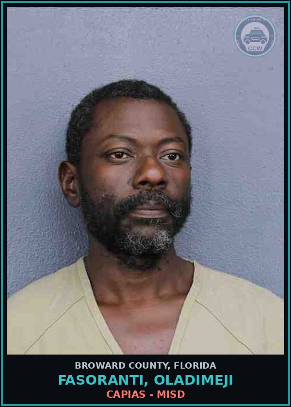 Booking mugshot of FASORANTI, OLADIMEJI in Broward County