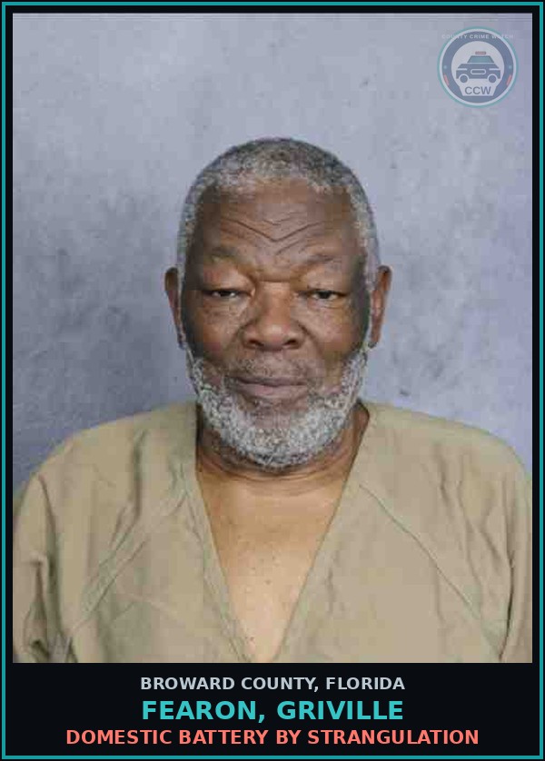 Booking mugshot of FEARON, GRIVILLE in Broward County