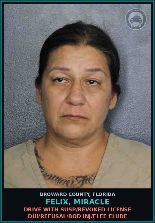 Booking mugshot of FELIX, MIRACLE in Broward County