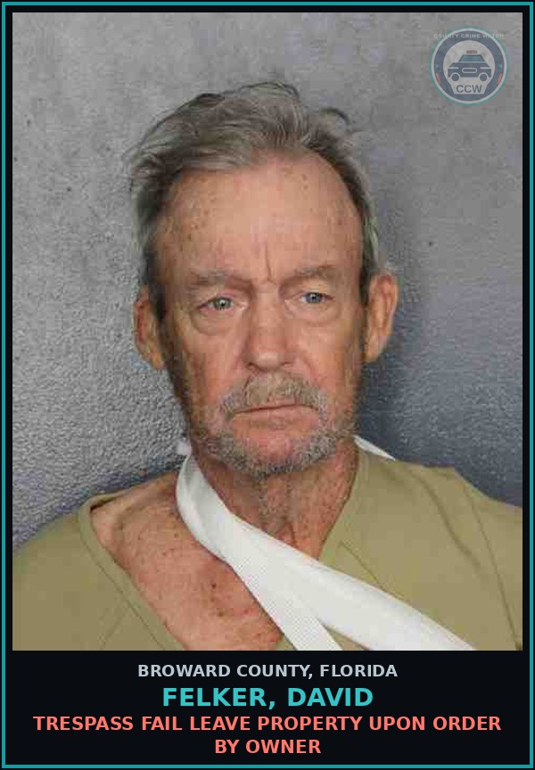 Booking mugshot of FELKER, DAVID in Broward County