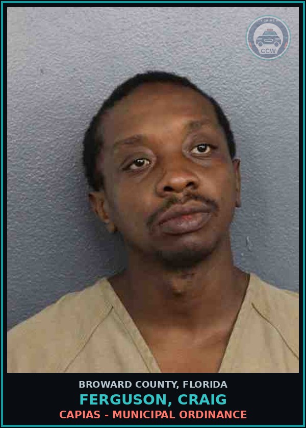 Booking mugshot of FERGUSON, CRAIG in Broward County