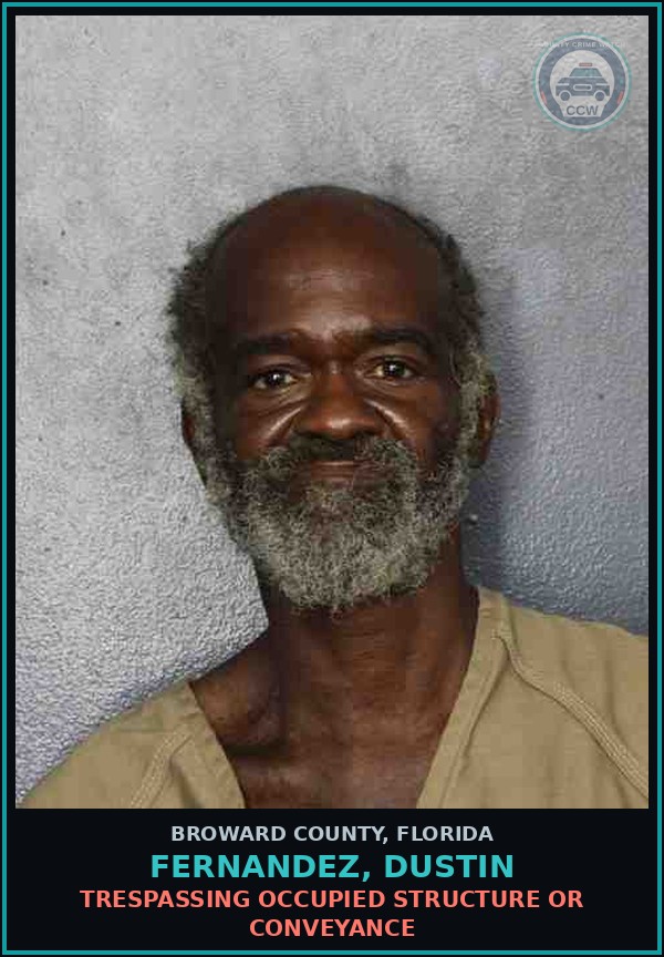 Booking mugshot of FERNANDEZ, DUSTIN in Broward County