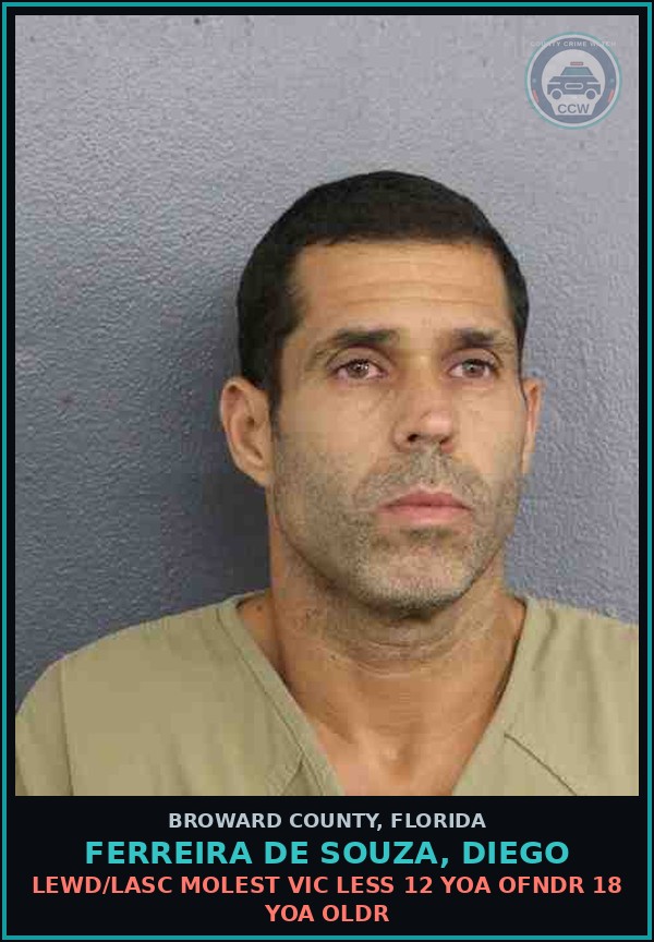 Booking mugshot of FERREIRA DE SOUZA, DIEGO in Broward County