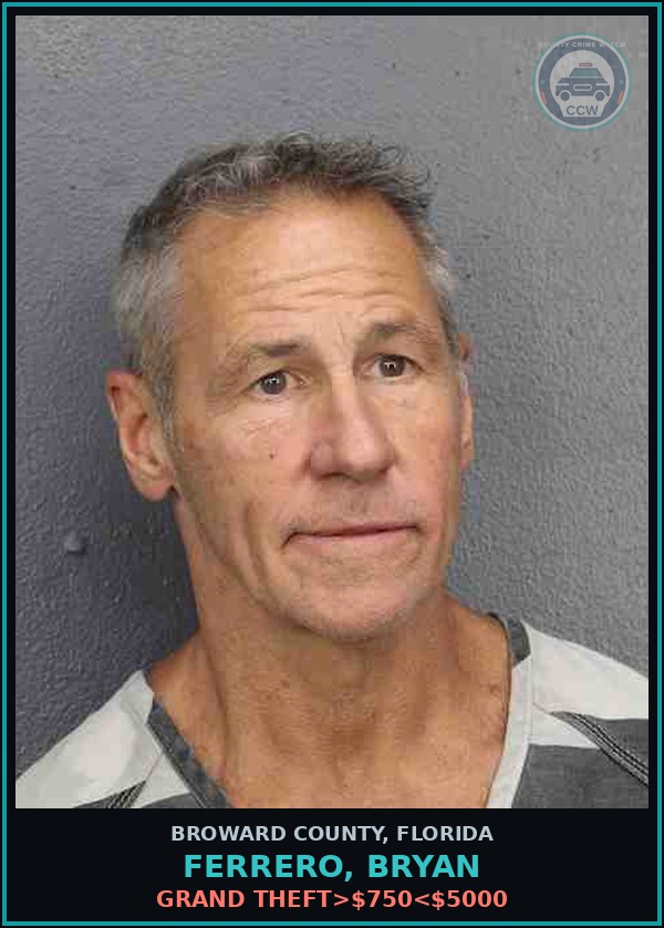 Booking mugshot of FERRERO, BRYAN in Broward County