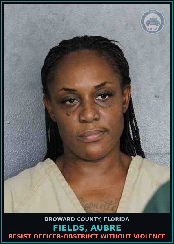 Booking mugshot of FIELDS, AUBRE in Broward County