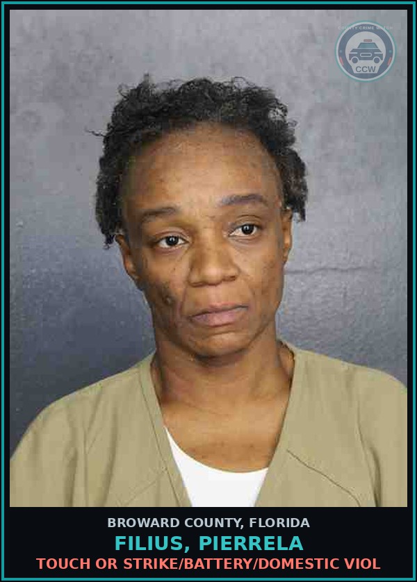 Booking mugshot of FILIUS, PIERRELA in Broward County