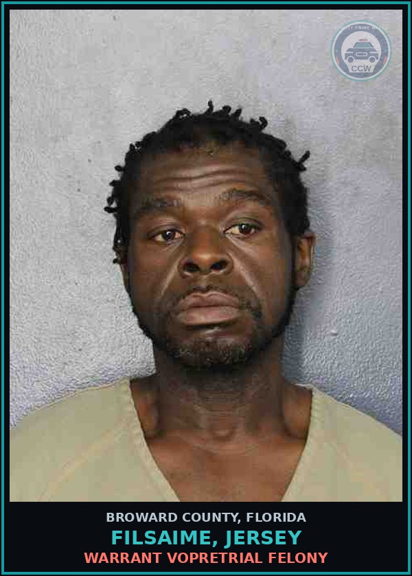 Booking mugshot of FILSAIME, JERSEY in Broward County