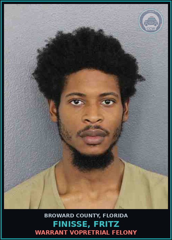 Booking mugshot of FINISSE, FRITZ in Broward County