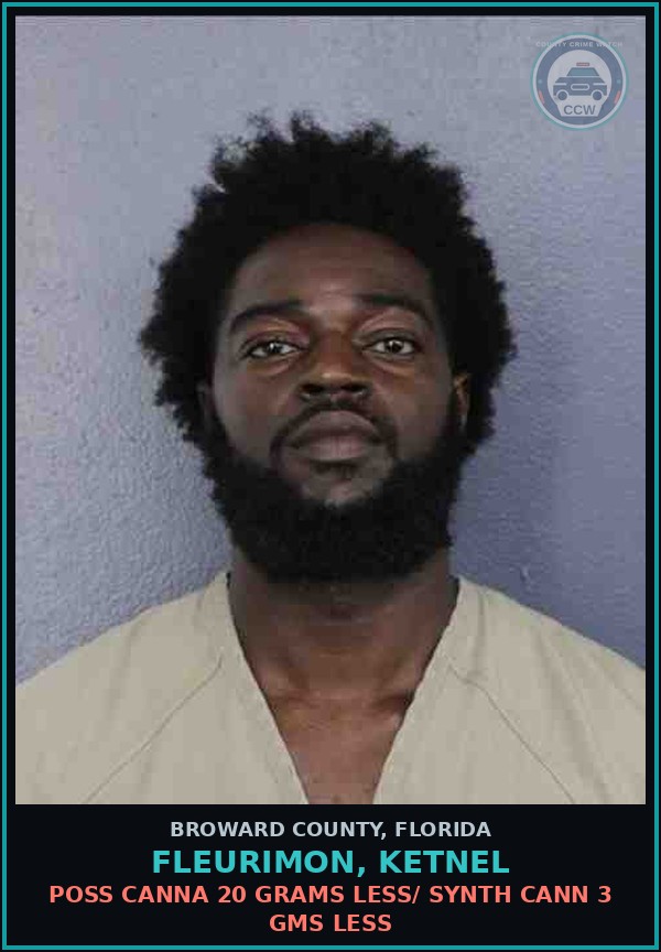Booking mugshot of FLEURIMON, KETNEL in Broward County