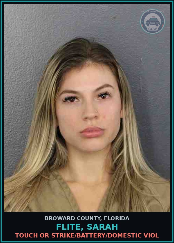 Booking mugshot of FLITE, SARAH in Broward County