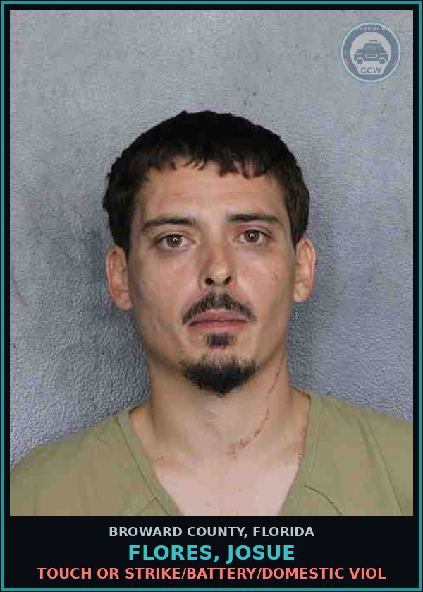 Booking mugshot of FLORES, JOSUE in Broward County