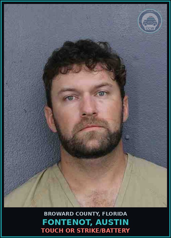 Booking mugshot of FONTENOT, AUSTIN in Broward County