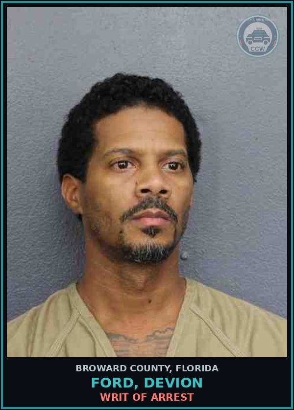 Booking mugshot of FORD, DEVION in Broward County