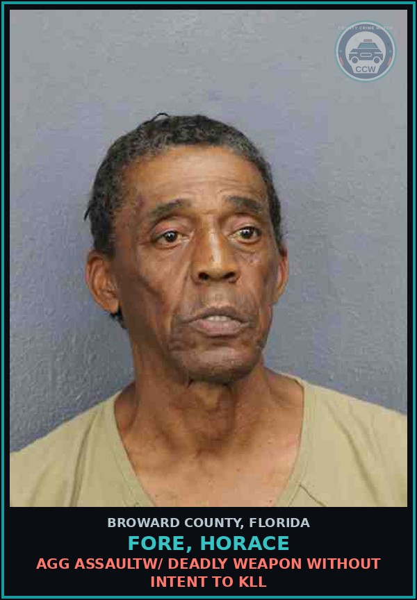 Booking mugshot of FORE, HORACE in Broward County
