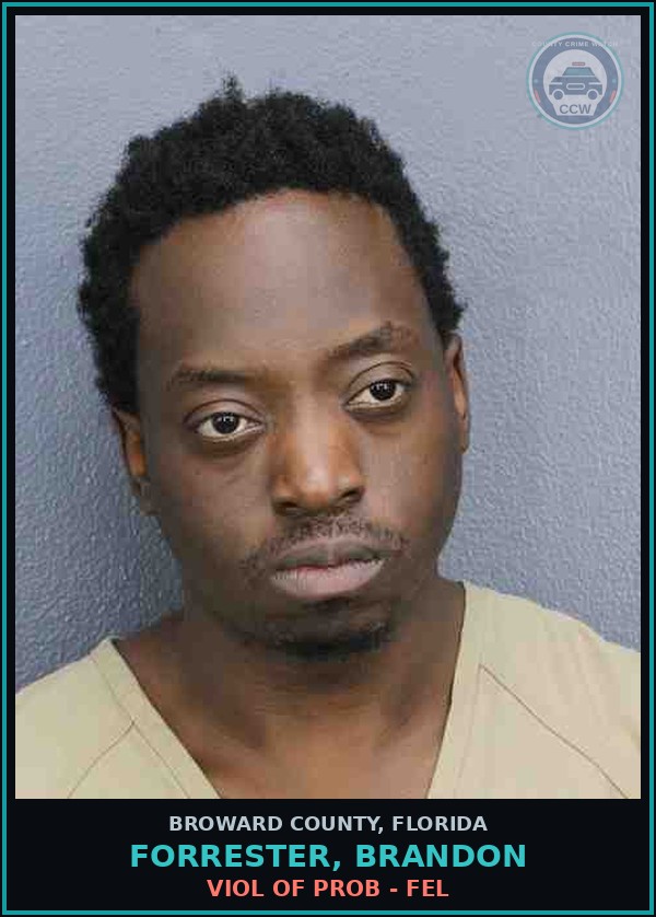 Booking mugshot of FORRESTER, BRANDON in Broward County