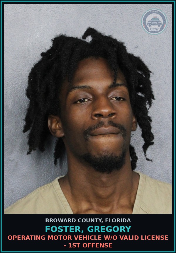 Booking mugshot of FOSTER, GREGORY in Broward County