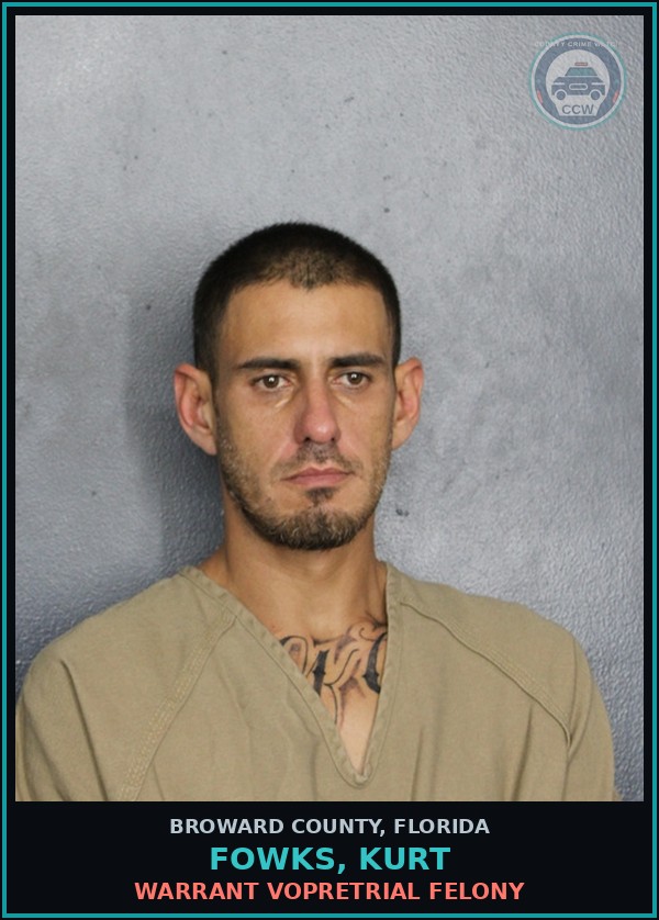 Booking mugshot of FOWKS, KURT in Broward County