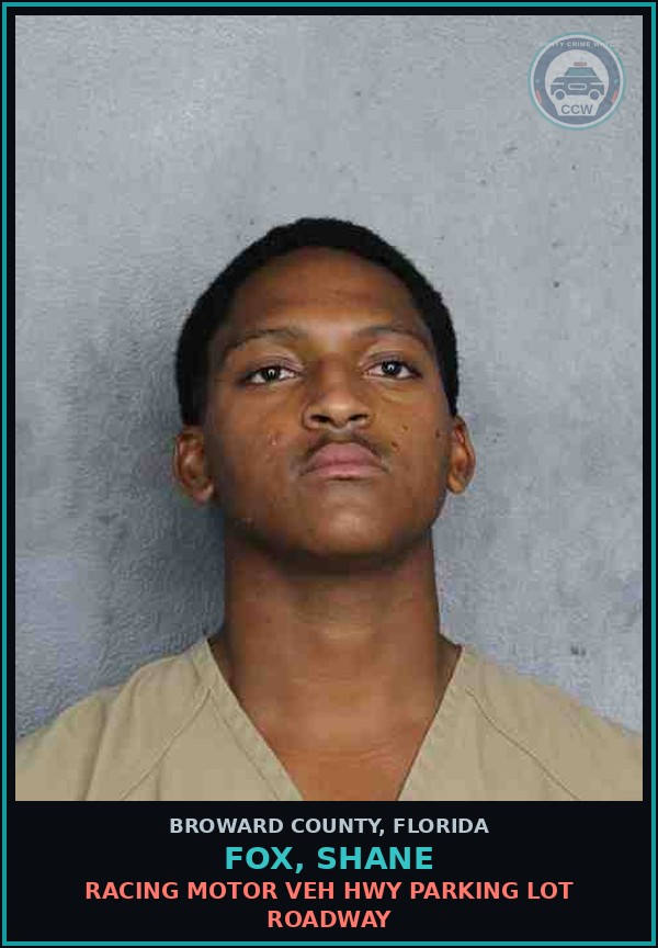 Booking mugshot of FOX, SHANE in Broward County