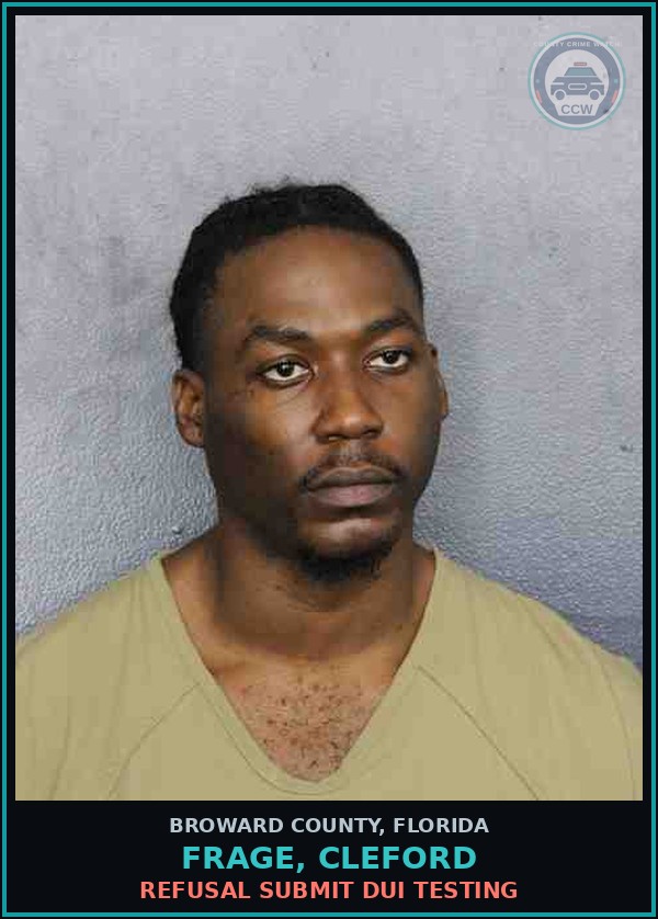 Booking mugshot of FRAGE, CLEFORD in Broward County