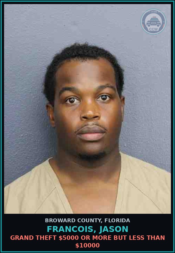 Booking mugshot of FRANCOIS, JASON in Broward County